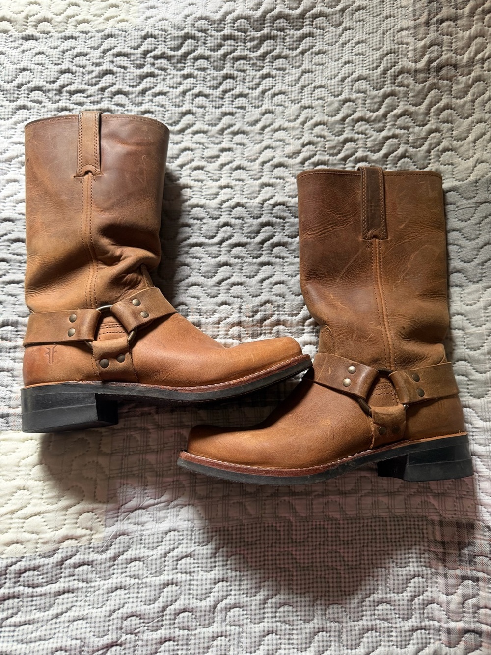Men's Frye Brown Leather Harness Boots size 8